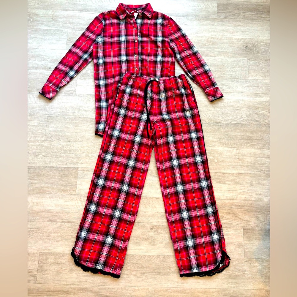 Victoria's Secret Checked Patten Pajama Set Holidays Women's Size X Small